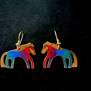 Laurel Burch vintage rainbow horse earrings